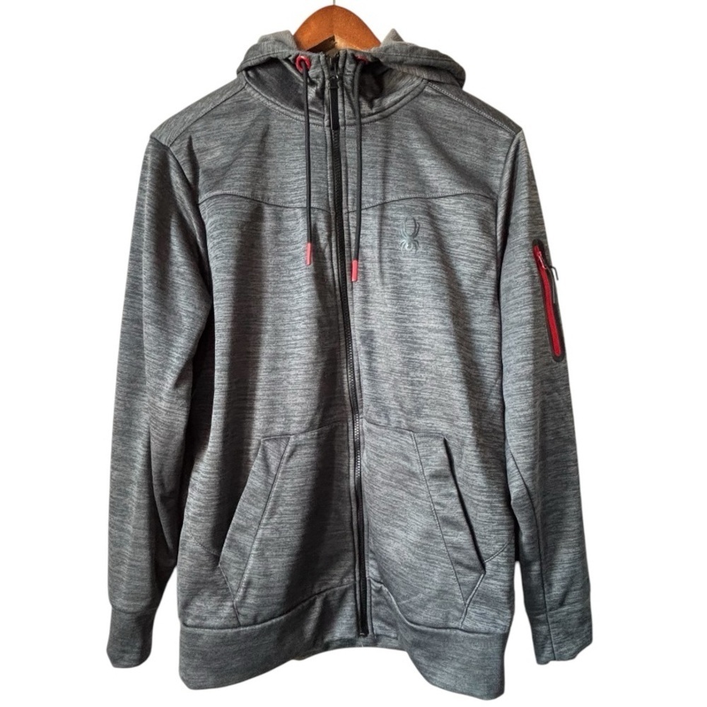 😍2/$20 Spyder Sz M Fleece Zip-Up Hoodie Athletic Jacket Gray EUC